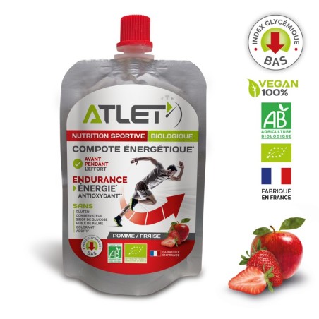 Compote ATLET Energétique Pomme Fraise 100g