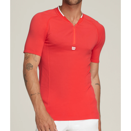 T-Shirt WILSON Homme 1/2 Zip PLAYERS SEAMLESS Infrared 2024