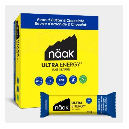 Barres ENERGETIQUE NAAK ULTRA ENERGY 200 Calories Cacahuetes et Choco 50g 2024