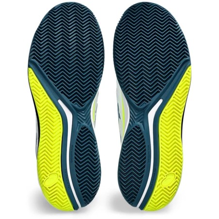 Chaussures ASICS Homme GEL-RESOLUTION 9 Terre Battue Blanc / Bleu / Fluo PE 2023