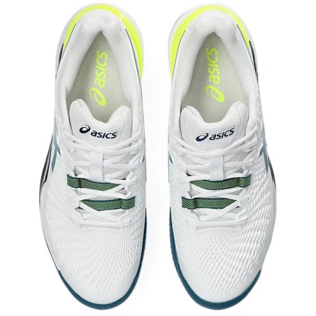 Chaussures ASICS Homme GEL-RESOLUTION 9 Terre Battue Blanc / Bleu / Fluo PE 2023