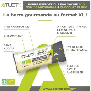 Barre ATLET Energétique Noix / Chocolat Blanc 50g
