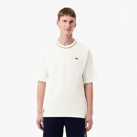 T-Shirt LACOSTE Homme CLUB ROLAND GARROS Blanc PE 2025