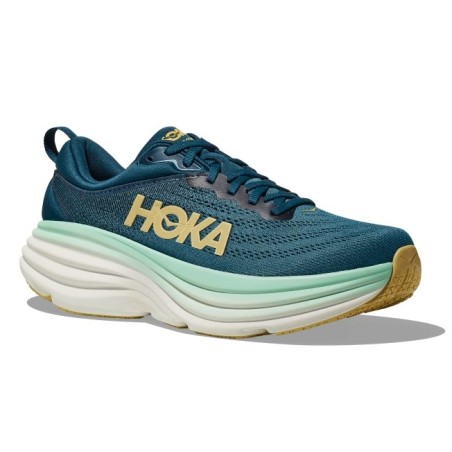 Chaussures Running HOKA Homme BONDI 8 Bleu / Vert / Or AH 2023