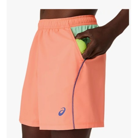Short Tennis ASICS Homme PADEL COURT 7IN SHORT Corail / Vert AH 2025