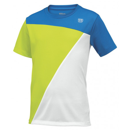 T-Shirt WILSON Garçon Tough Win Crew Blanc / Anis / Bleu
