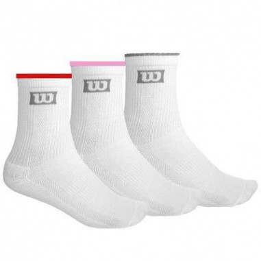 Chaussette WILSON Femme Crew Blanche/Rose