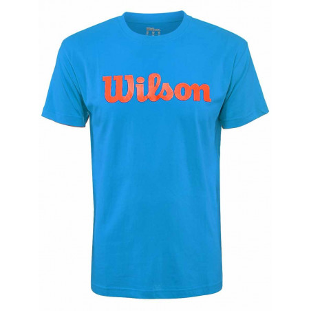 T-Shirt WILSON Homme M Script Cotton Tee Bleu Rouge 2017