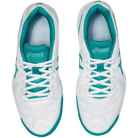 Chaussures ASICS Junior Fille Gel-Resolution 8 GS Blanc / Bleu  PE 2020
